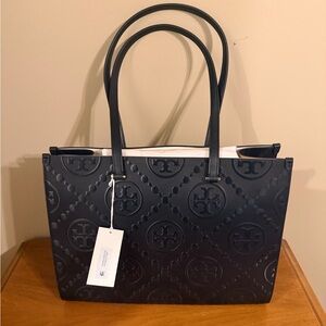 Tory Burch Navy Embossed Tote